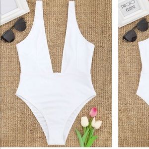 White one piece bathing suit